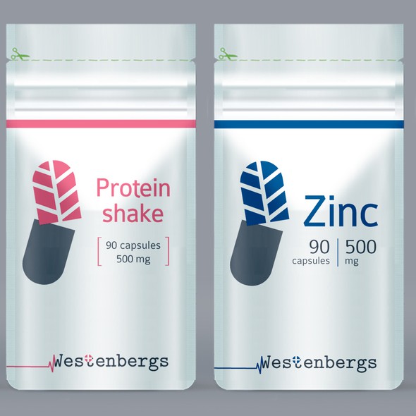 Nutritional supplement packaging with the title 'Packaging for vitamins and supplements products'