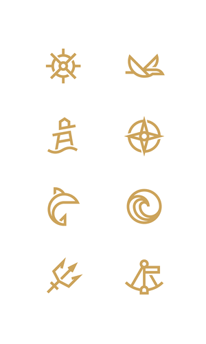 Lighthouse design with the title 'Marine Icons'