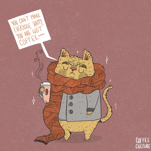 Cute artwork with the title 'Coffee cat'