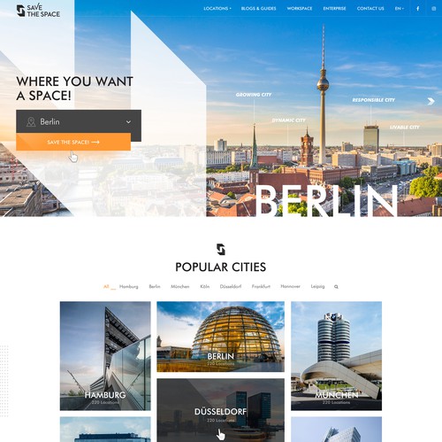 Travel website with the title 'Creative web design for city buildings blog'