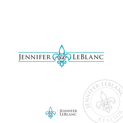Heraldic logo with the title 'Jennifer Le Blanc'