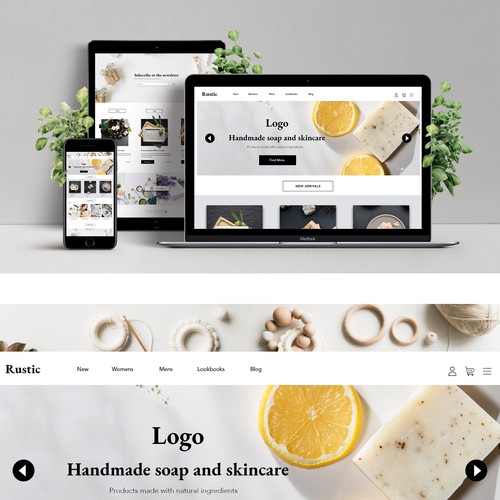 Product website with the title 'E-commerce Landingpage for Handmade / Crafts'