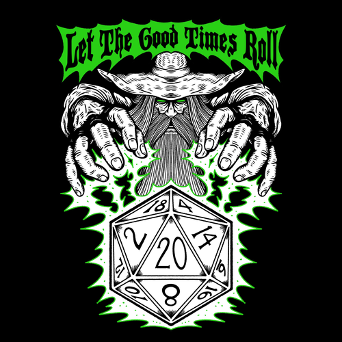 Dice design with the title 'Board gamer T-shirt appealing to Dungeons and Dragon's players'