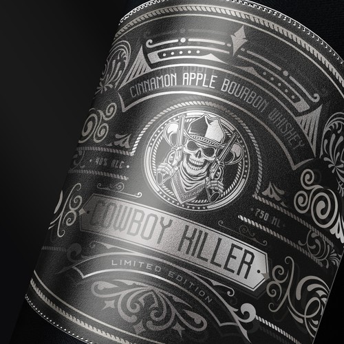 Whiskey packaging with the title 'Cowboy Killer'