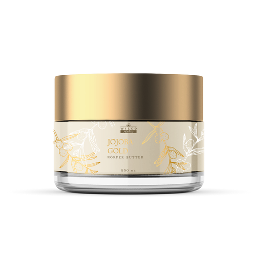 Skincare label with the title 'Jojoba gold - cosmetic label'