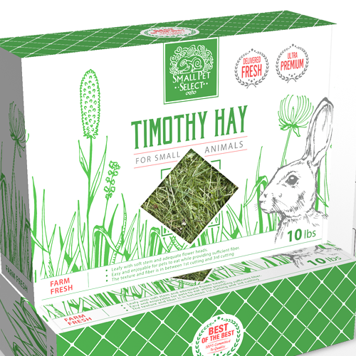 Green packaging with the title 'Timothy Hay Package'