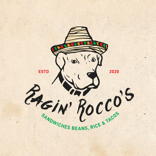 Snack logo with the title 'Ragin Rocco’s logo'