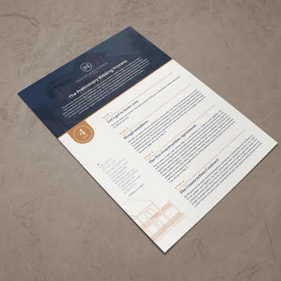 Sophisticated high end custom home builder sales packet