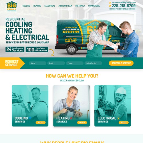 Heating design with the title 'HVAC & Electrical Contractor Website'