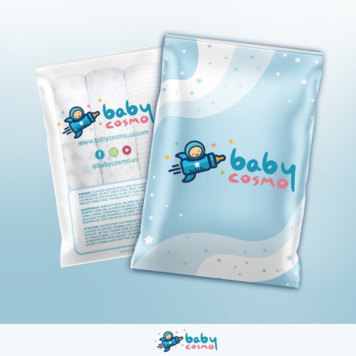 Pocket design with the title 'BabyCosmo Vinyl Bag Design'