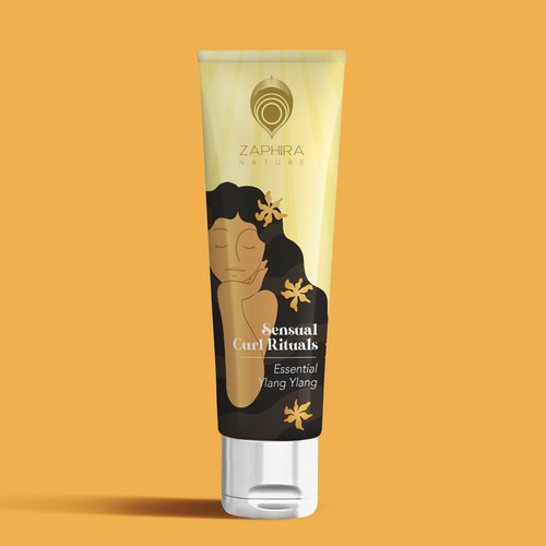 Tube packaging with the title 'Curly hair cream design'