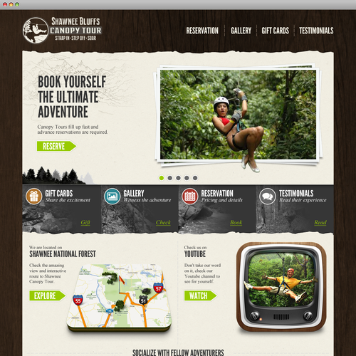 Fun design with the title 'Shawnee Bluffs Canopy Tour'