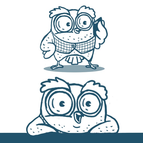 Illustrated design with the title 'Mid-century modern cartoon flair mascot for a digital agency'