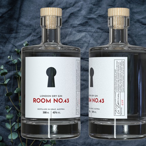 Simple label with the title 'Simple and Bold Design For Dry Gin'
