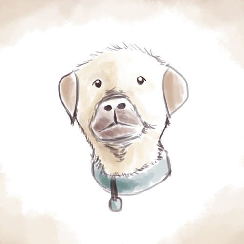 Cute animal illustration with the title 'Children Book Illustration with Dog Character'