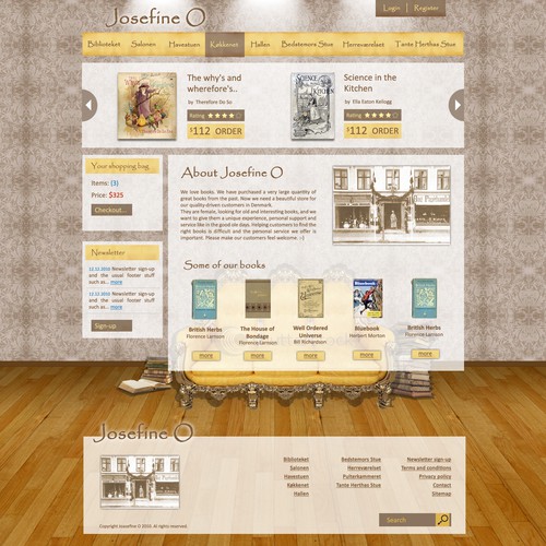 Antique design with the title 'Online Antiquarian Bookshop Website design'