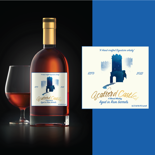 Watercolor label with the title 'concept label for whiskey bottle'