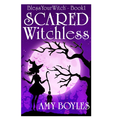 Witch design with the title 'Fun Colorful cover for Scared Withcless'