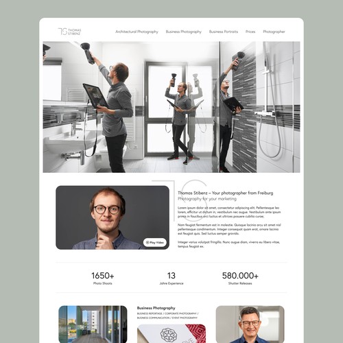 Portfolio website with the title 'Photographer website'