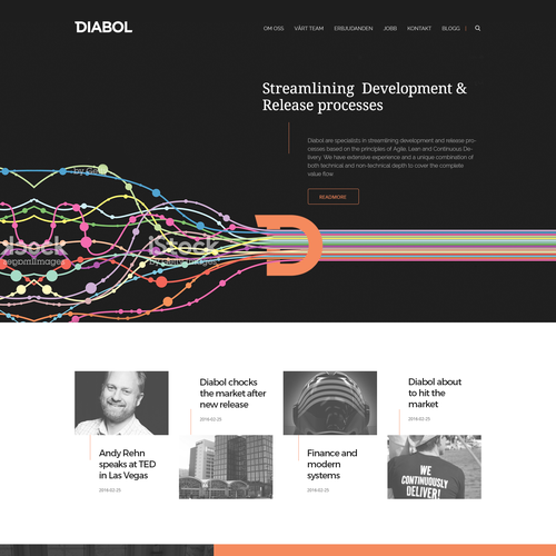 Typography website with the title 'Homepage for Diabol'