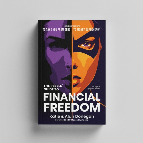 Superhero book cover with the title 'Financial Freedom - Book Cover'