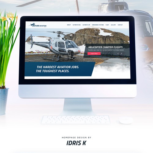 Corporate website with the title 'Ultimate aviation website design'