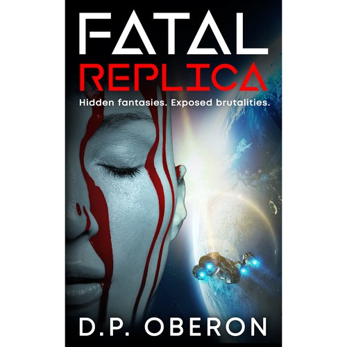Erotic book cover with the title 'Ebook cover for science-fiction sexual murder mystery "Fatal Replica"'