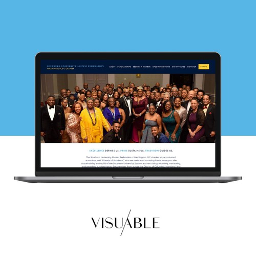 University design with the title 'Squarespace Website Design for a university alumni federation'