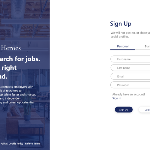 Sign up design with the title 'signup page'