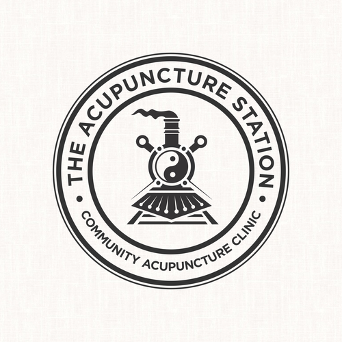 Train logo with the title 'Logo stamp concept for The Acupuncture Station'