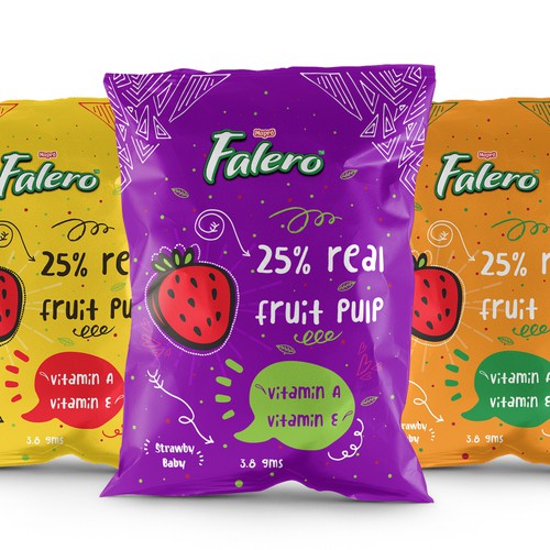 Strawberry packaging with the title 'fruity fun packaging for a fruity snack'