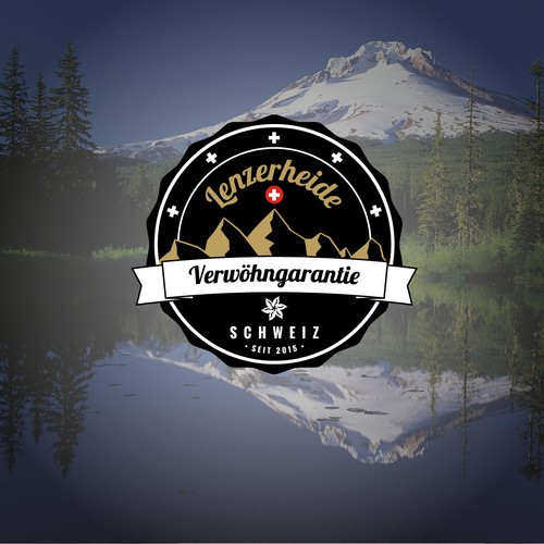 Swiss logo with the title 'Vintage-feel Logo, Label for Swiss Hotel'