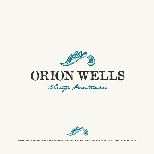 Ornament design with the title 'Logo for vintage printmaker Orion Wells'