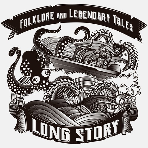 Wave t-shirt with the title 'Long Story Illustration'