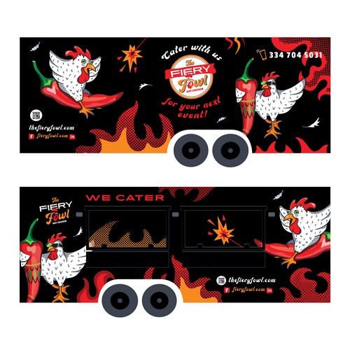 Flame design with the title 'Food Truck Wrap Design for Hot Chicken Company'