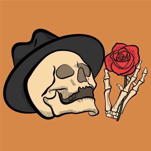 Rose illustration with the title 'roSkull'