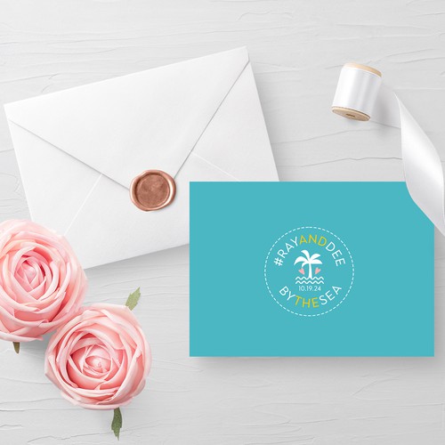 Bridal design with the title '#Ray And Dee By The Sea logo'