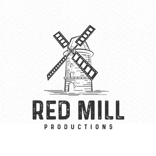 Film production logo with the title 'Red Mill Logo Design'