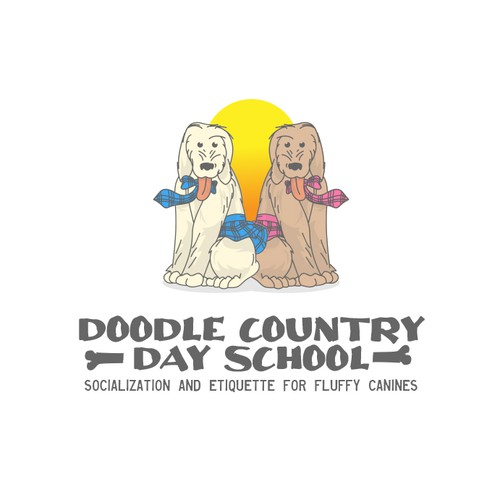 Golden retriever logo with the title 'Doodle Country logo proposal'