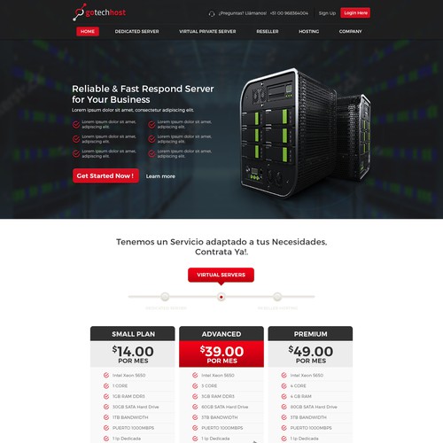 Neat design with the title 'Hosting Webpage Design'