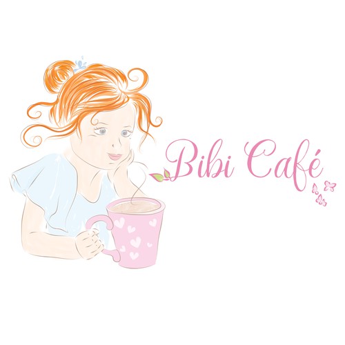 Girly logo with the title 'Logo concept for Bibi cafe'