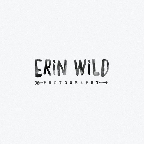 Gray and pink logo with the title 'logo design for the Erin Wild photography'