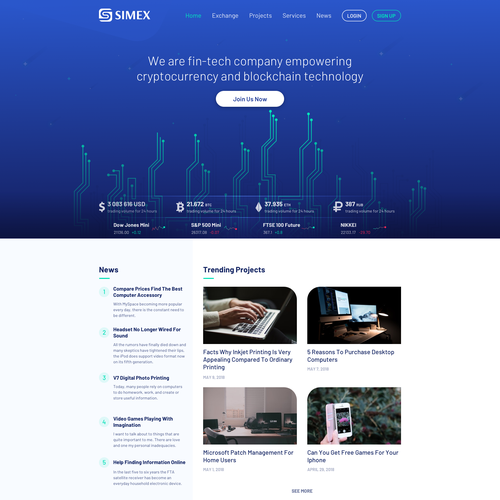 Crypto website with the title 'Web page for Cryptocurrency'
