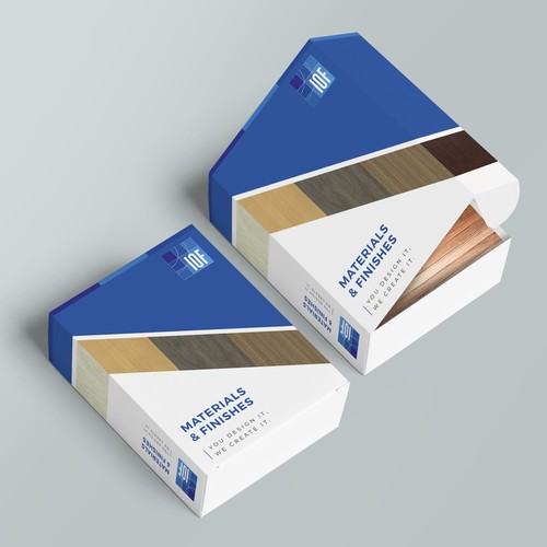 Blue packaging with the title 'package and Logo design'
