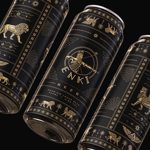 Label with the title 'ENKI Beer – Born in Mesopotamia, Recrafted in Austria'