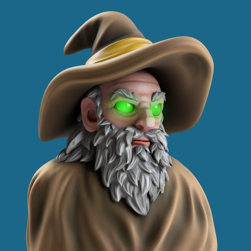 Wizard design with the title 'Character design and 3d modeling'