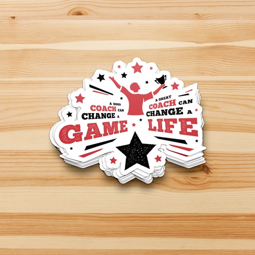 Laptop design with the title 'Sticker for youth sports coaches'