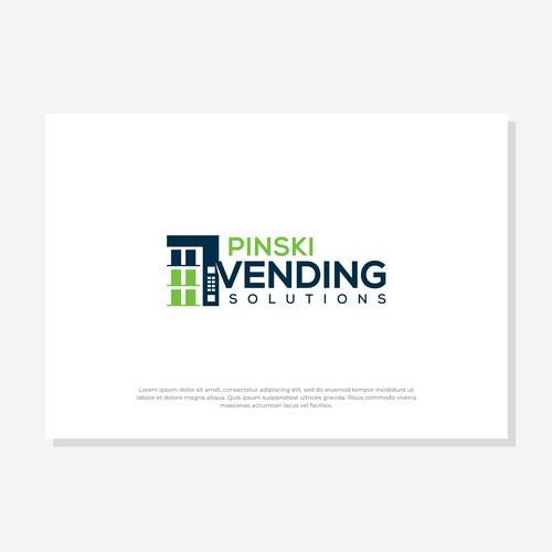 Vending machine design with the title 'Pinski Vending Solutions'