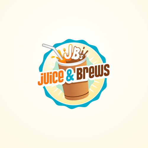 Cartoon logo with the title 'Modern cartoon logo concept for JUICE & BREWS'