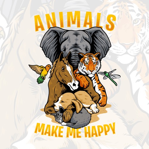 Animal T-Shirt Designs Pack - 150 Print Ready Illustrations